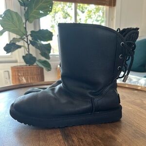 UGG Mariana Water Resistant Black Short Lace Up Boot
